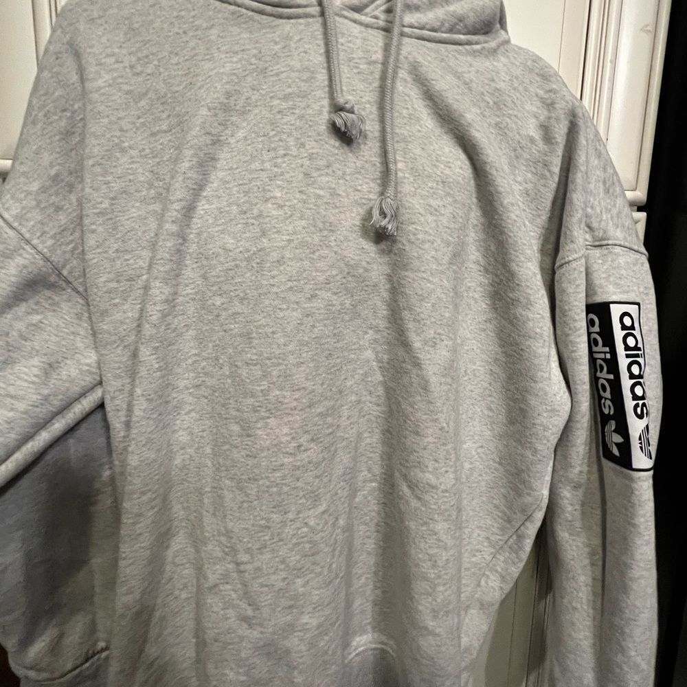 adidas Men's Essentials 3-Stripes Pullover Hoodie Grey Heather/Black  M